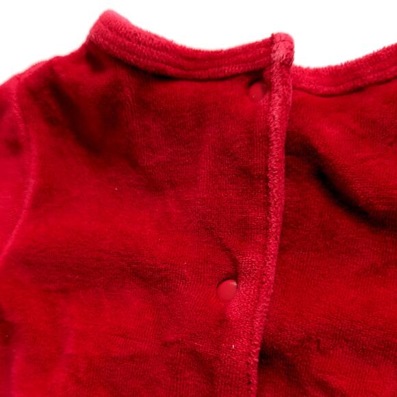 🎄 Vintage 1990s Baby Christmas Footie Pajamas "My First X-Mas” Red Velour 3-6 M - Picture 10 of 12